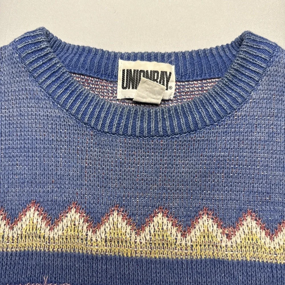 Vintage Union Bay Colorful Artsy Geometric Chunky Grandpa‎ Sweater Size XL
